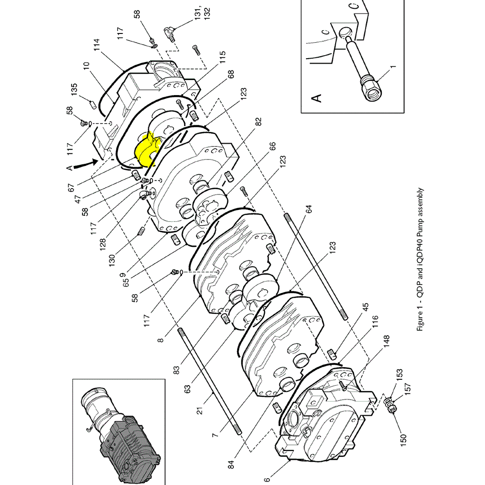 Edwards QDP40/iQDP40 Claw Pump Assembly parts